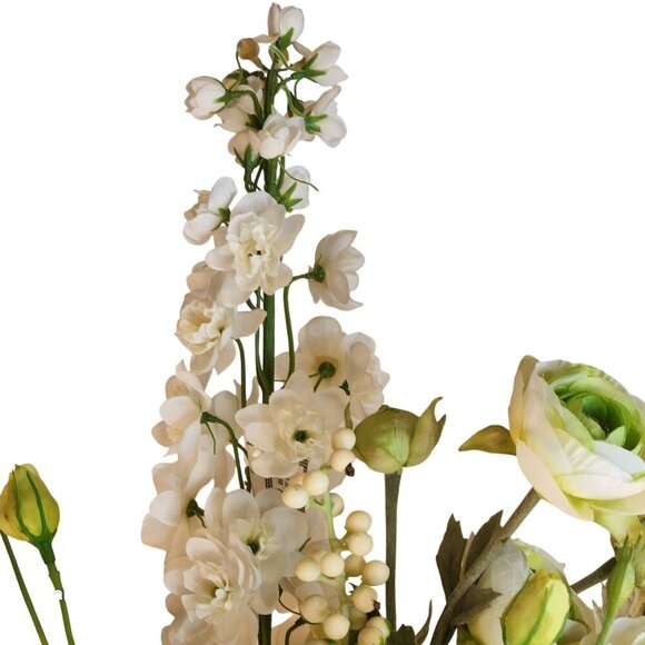 Artificial White Floral Bouquet W/ Lilies Roses & Hydrangeas - 13 Stems Realisti - Picture 12 of 14
